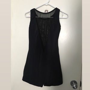 BLACK BODYSUIT/BIKE-TARD w/ MESH INSET